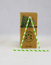 Green & White Striped Paper Straws 200mm x 6mm